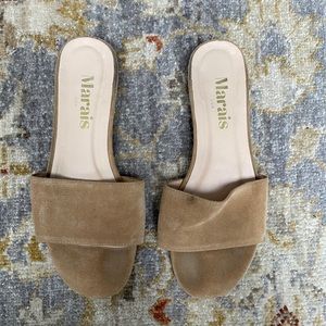 Marais nude suede slide sandal size 9
